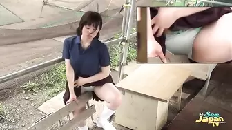 Japanese Girl Humping on the Bench