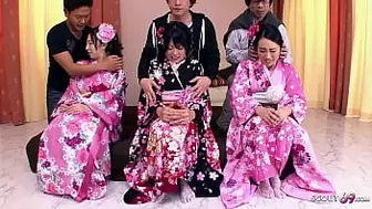 Rare Oriental Orgy with 3 hot JAV Teens with Hairy Snatch