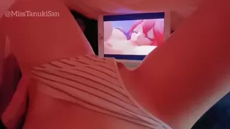 SELF PERSPECTIVE Kawaii Oriental skank touching herself watching lezbo porn anime wet Pink Cunt family are home