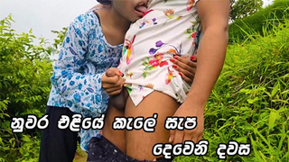 කැලේ ආතල් ගන්න දෙවෙනි දවස Charming Sri Lankan School Lovers Very Risky Outdoor Public Fuck in JUNGLE
