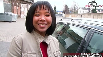 German Thai fresh woman next door approached on the street for climax casting