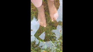 Wet and Sensual Foot bizarre Outdoor by slutty pissy Stepsister