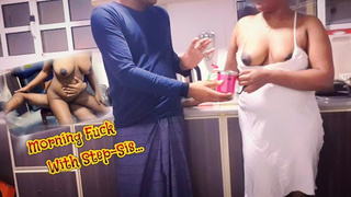 උදේ පාන්දරම කුස්සියේදි මෝල් උන නෑනා දීපු සැප | Sri Lankan Step-Sister Fuck With Step-Bro In Kitchen