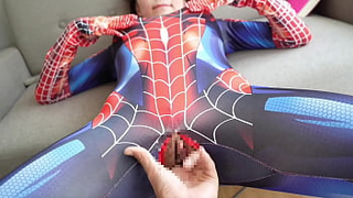 【Self perspective】Spider-Husband got hand-job! Embarrassing situation made her even hornier.