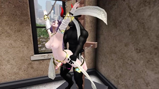 Pretty tranny Hentay is gagged And Boned In BDSM Room