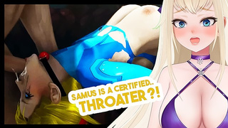 oh wow… Samus is a certified rod-deepthroat skank | Metroid Porn Asian cartoon Vtuber React