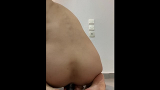 Your skinny Oriental bouncing my bum on and riding a dildo for you