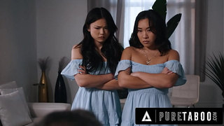 PURE TABOO Oriental Stepsisters Lulu Chu & Kimmy Kimm Fulfill Their Stepdad's Doppelganger Fantasy