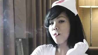 Filipino Nurse Smokes while Wearing Heels