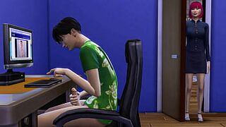 Oriental Mom Catches Her StepSon Masturbating In Front Of The Computer And Then Helps Him Have Sex With Her For The First Time - Family Sex Taboo - Adult Tape - Forbidden Sex | Thai Mom And Stepson Story
