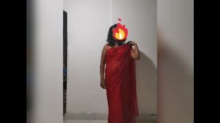 Sri Lankan Wifey Banged in Alluring Red Saree Piyumi Hansamali
