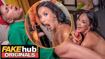 FAKEhub Originals - Mixed Oriental / Hispanic wifey grapefruits fresh delivery fiance with zesy bj fuck
